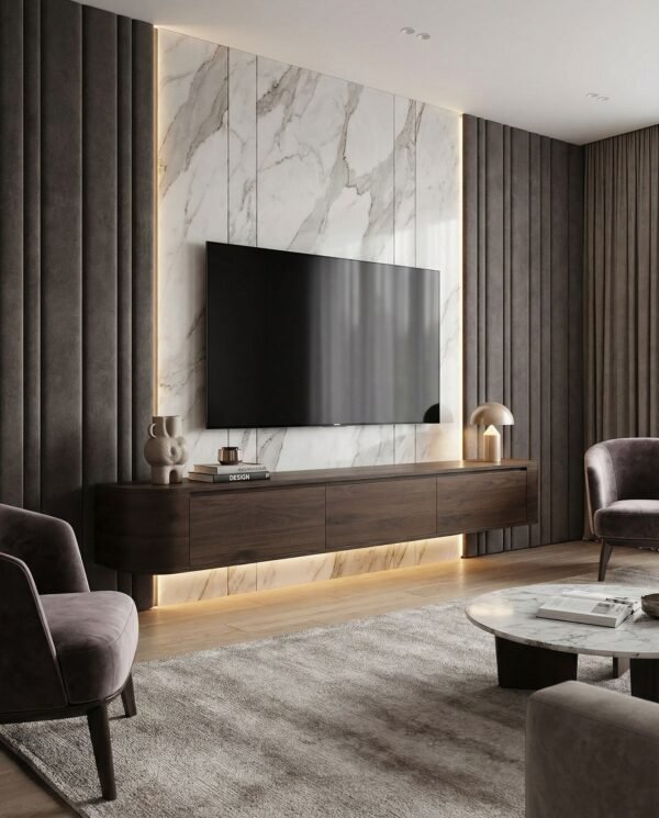 Japandi TV Meubel Walnoot Bruin