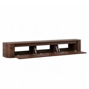 TV Meubel Walnoot _ 240 cm _side_open Japandi TV Meubel Walnoot Bruin