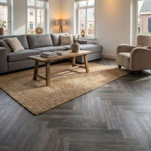 PVC Visgraat Vloer Dark grey 125×650 mm