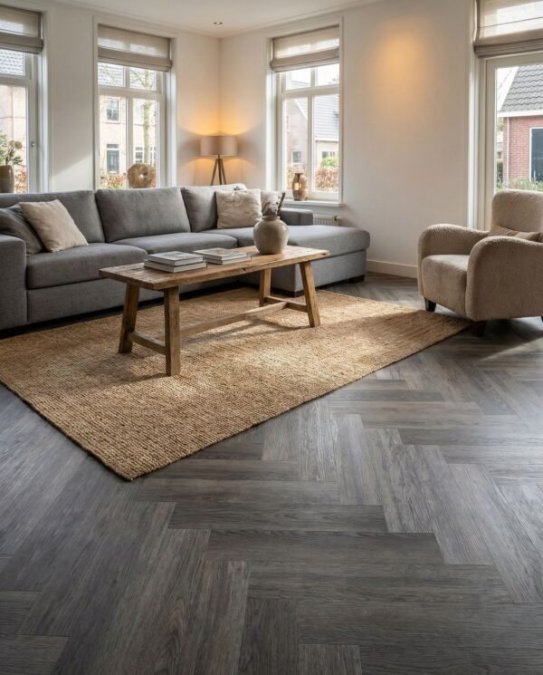 PVC Visgraat Vloer Dark grey 125×650 mm