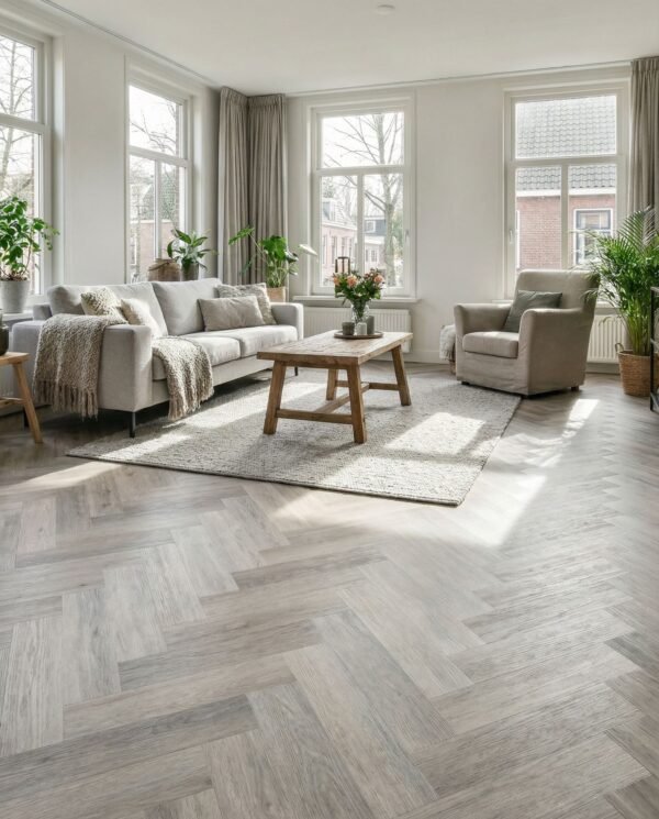 PVC Visgraat Vloer Light grey 125×650 mm