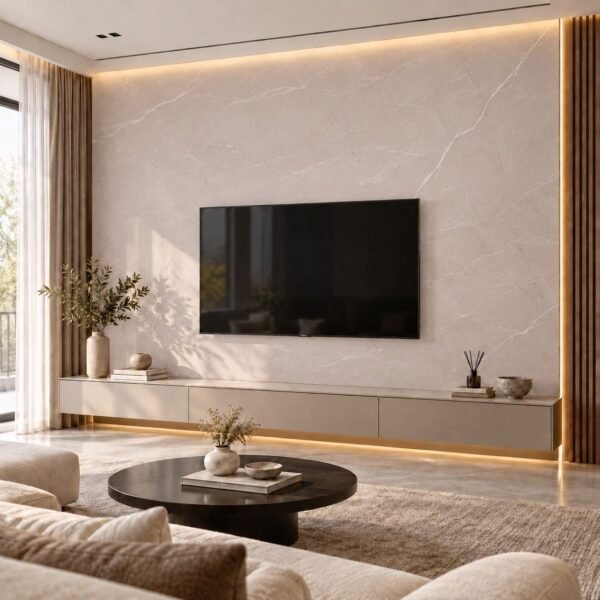 PVC Klik Wandpaneel Beige Beton 280×60 cm