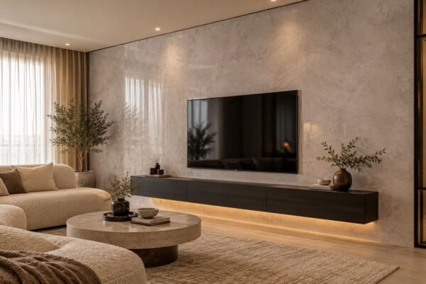 PVC Wandpaneel Licht Grijs Beton 270×122 cm